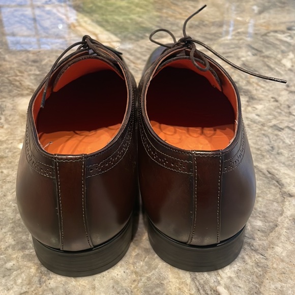 NWT Santoni Brown Wingtip Dress Shoes with laces. Size 10 - Picture 6 of 12